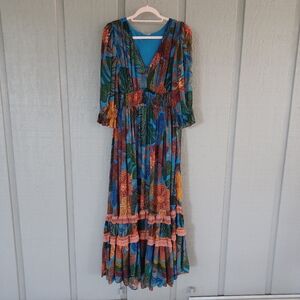 chinese dress ladies Pink Banana Leaves Jumpsuit  FARM Rio